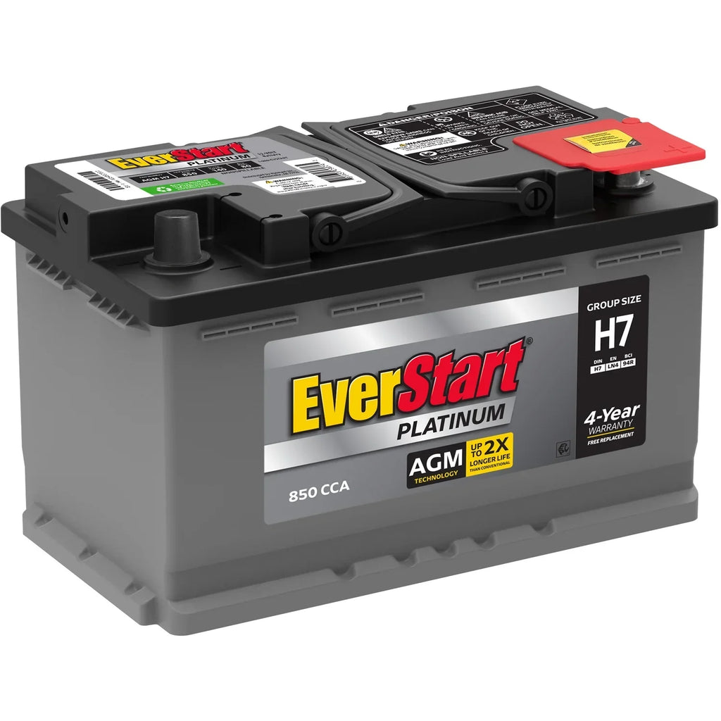Everstart Platinum AGM Automotive Battery, Group Size H7 / LN4 / 94R 12 Volt, 850 CCA with Top Post Epoxy Battery