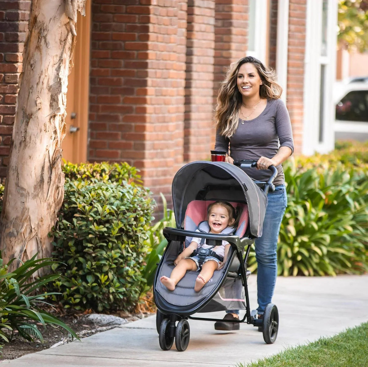 2026 NewBaby Trend EZ Ride Travel System Stroller - Pink Flamingo