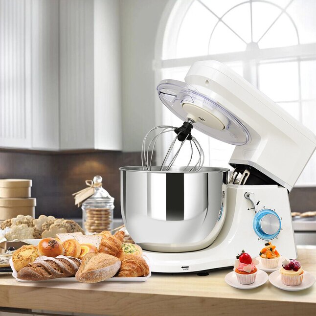 Slickblue 7.5 QT Residential Tilt-Head Baking Stand Mixer for Home Use White/Red/Black