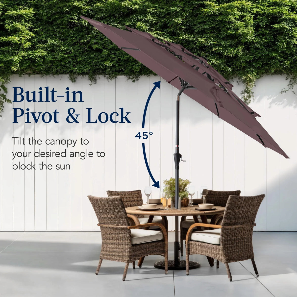 2026 NewBest Choice Products 10ft 3-Tier Patio Umbrella, Market Sun Shade w/ Tilt Adjustment, Easy Crank - Red