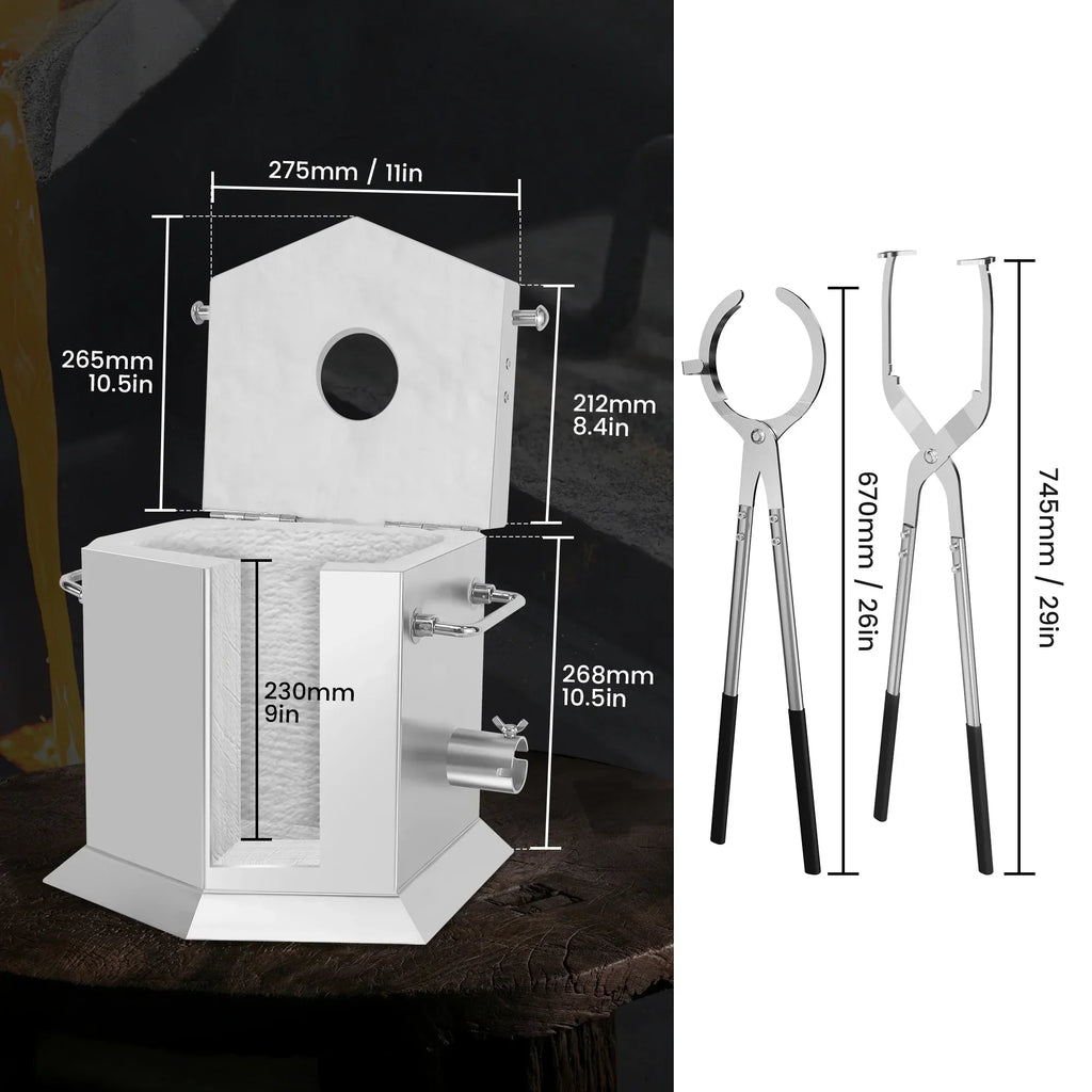 2026 New7KG Propane Melting Furnace Kit with Two Tongs and Crucible, All New Kiln Metal Foundry Furnace Smelting Gold Silver Copper Aluminum, Metal Recycle Home Smelting Casting Tool