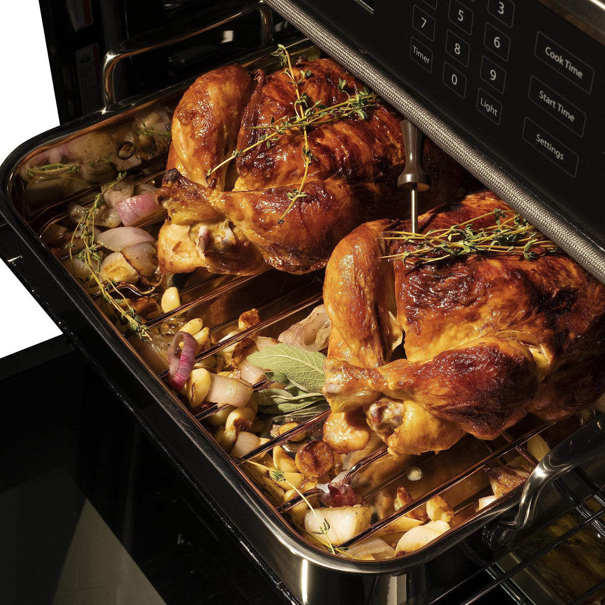 2026 NewZLINE 30" Autograph Single Wall Oven with Air Fry and Self-Clean in DuraSnow?? Stainless Steel and Gold Handle, WASSZ-30-G