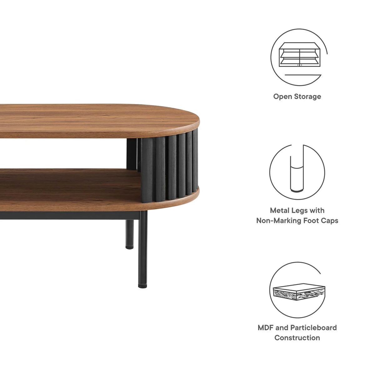 2026 NewModway Fortitude Wood Coffee Table in Walnut Black