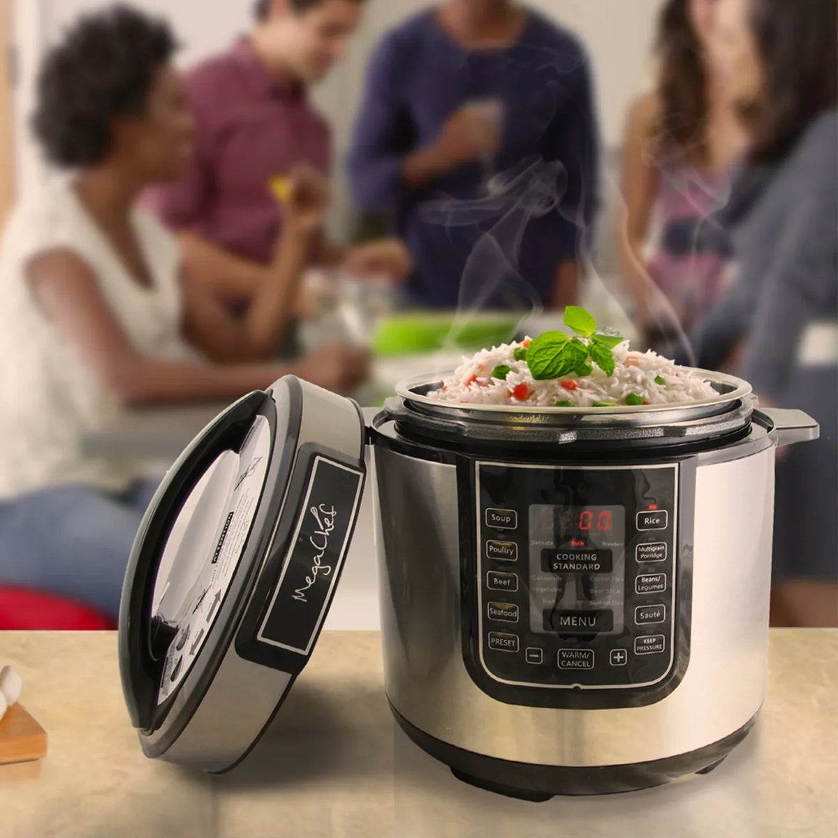 2026 NewMegaChef 6 Quart Electric Pressure Cooker with 14 Pre-Set Multi-Function Features & Stainless Steel Pot
