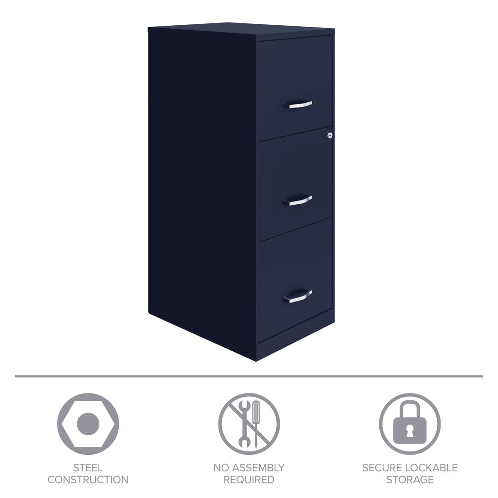 2026 NewSpace Solutions 18" Deep 3 Drawer Smart Letter Width Vertical File Cabinet, Navy