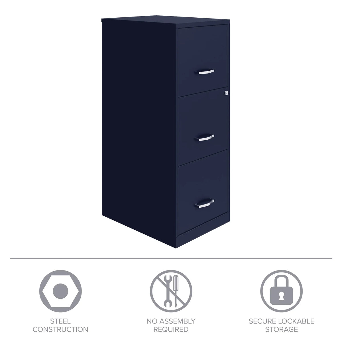 2026 NewSpace Solutions 18" Deep 3 Drawer Smart Letter Width Vertical File Cabinet, Navy