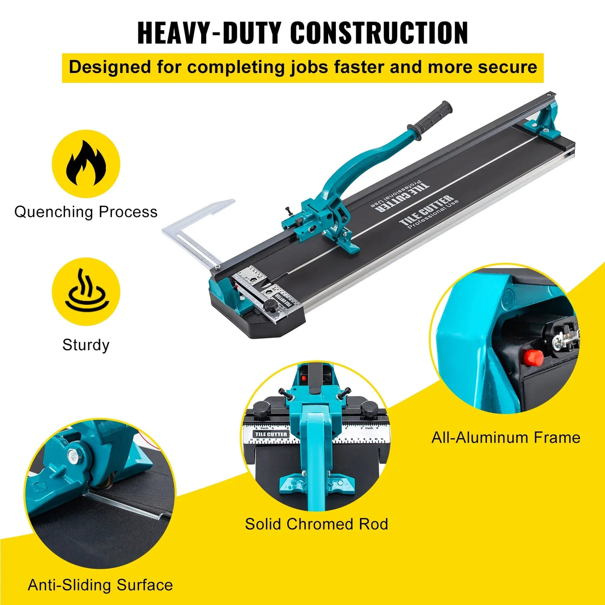 2026 NewVEVOR Tile Cutter 31 Inch,Manual Tile Cutter Single Rail with Precise Laser Positioning, Alloy Cutter Wheel with Ergonomic Handle, Accurate Rulers