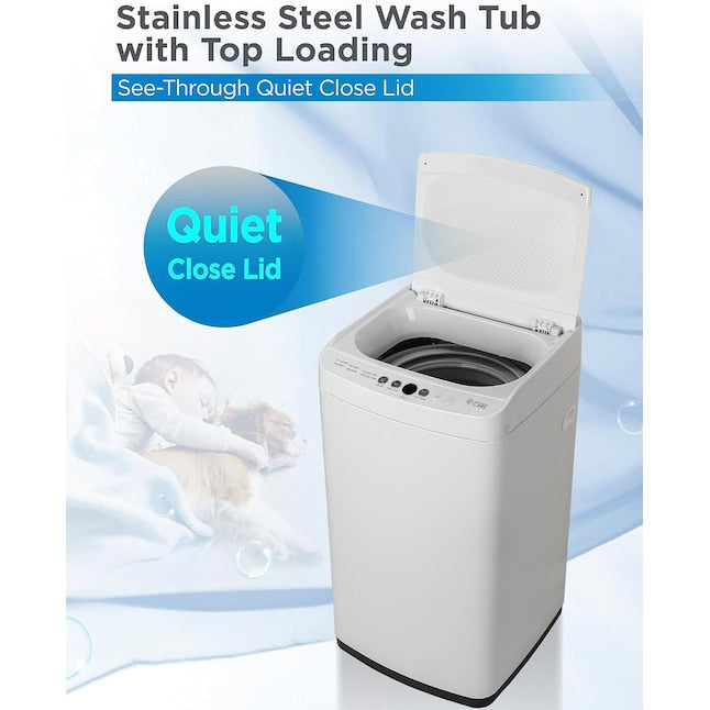 Commercial Care 0.9 Cu. Ft. Portable Washer - Compact Washing Machine with 6 Wash Cycles - Portable Clothes Washer Cleans Up To 3.5 Lbs. of Laundry - LED Digital Display - CC09PWM - White