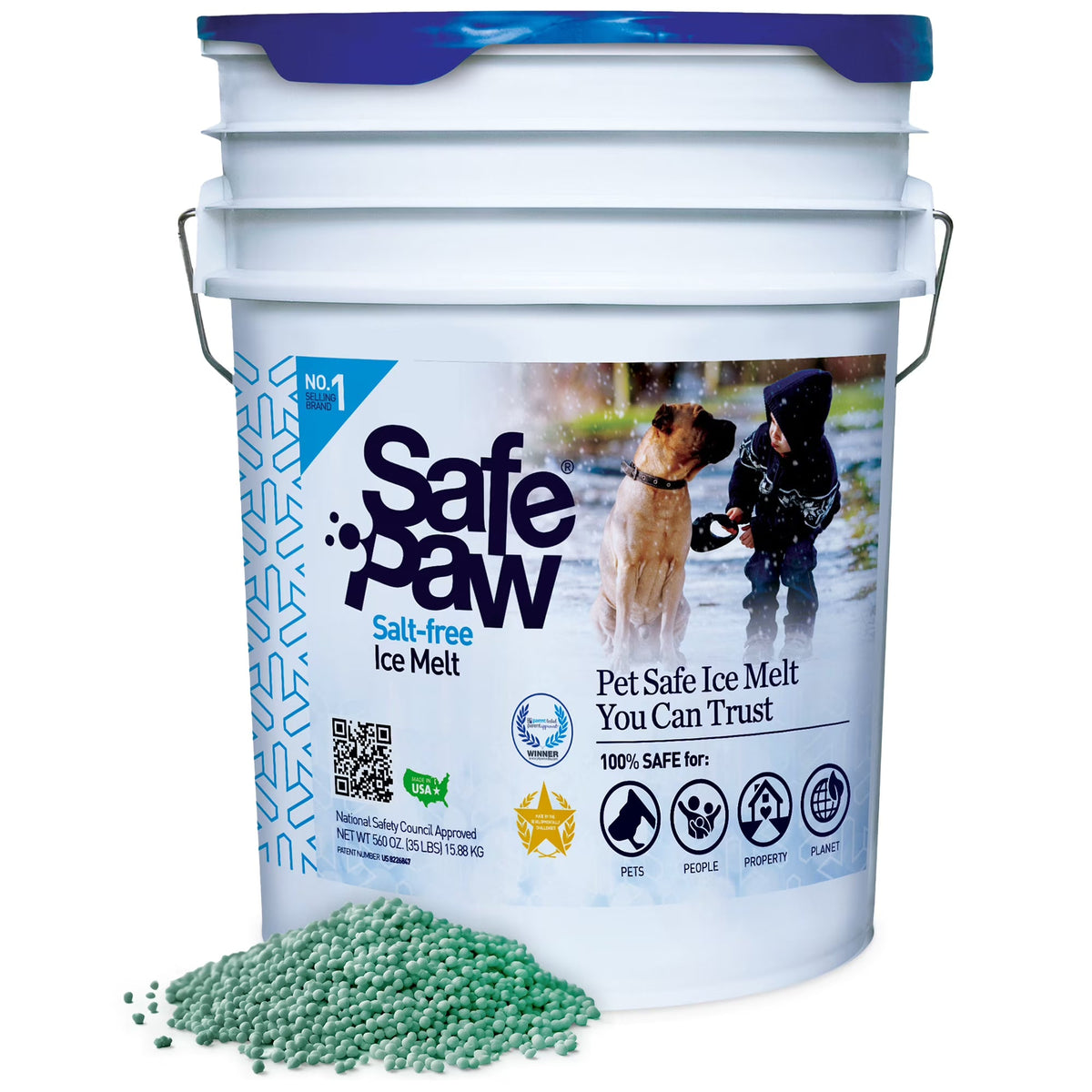 2026 NewSafe Paw Pet Safe Ice Melt, 100% Salt and Chloride free with Traction Agent, Non-Toxic, Fast Acting, Lasts 3X Longer -C 35 Lbs