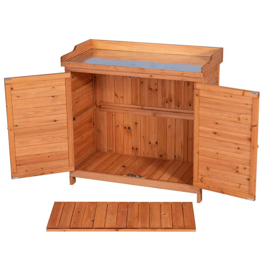 Outdoor Garden Patio Wooden Storage Cabinet Furniture Waterproof Tool Shed