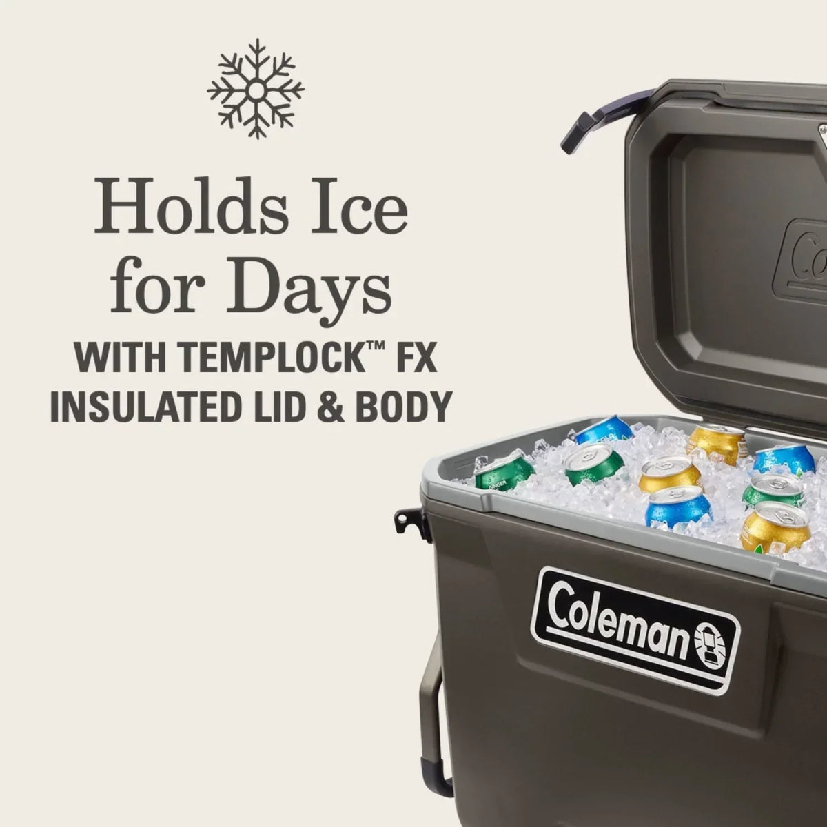 2026 NewColeman Convoy Series 65-Quart Hard Cooler with Wheels, up to 48 Cans, Brown Walnut Color