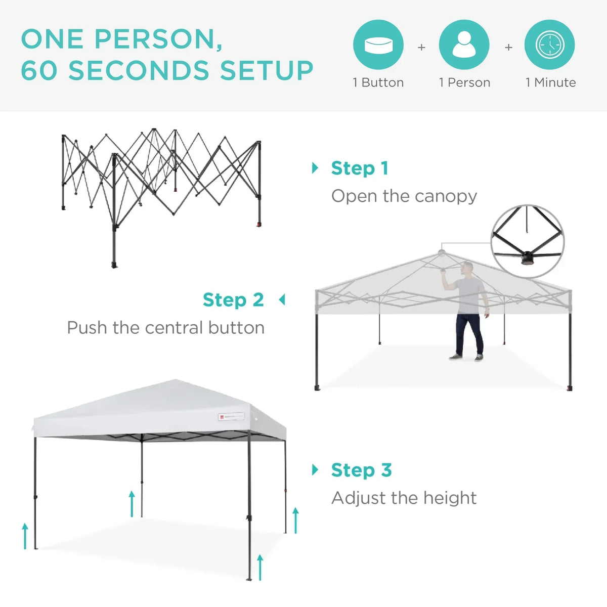 2026 NewBest Choice Products 12x12ft Easy Setup Pop Up Canopy w/ 1-Button Setup, Wheeled Case, 4 Weight Bags - Navy Blue