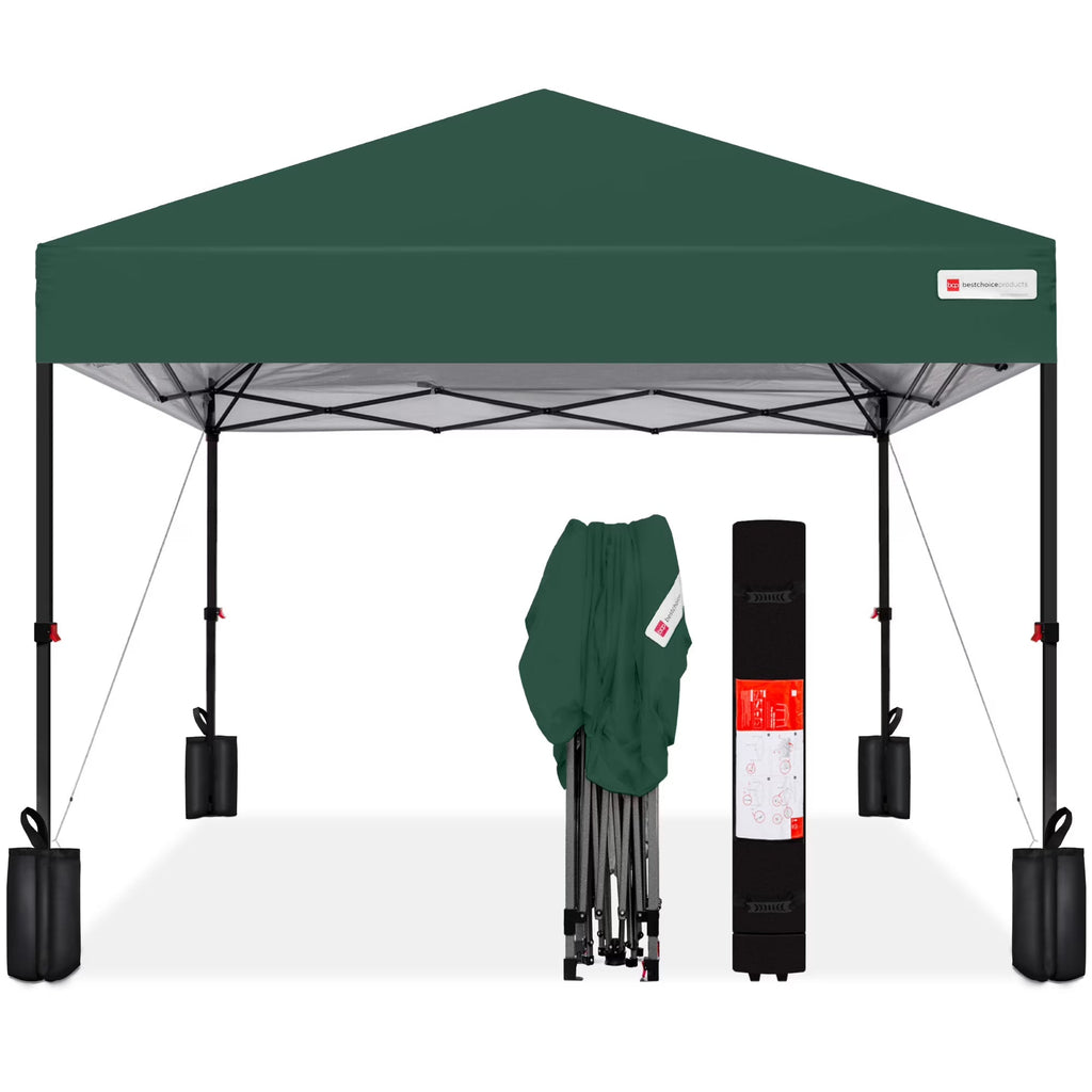 2026 NewBest Choice Products 12x12ft Easy Setup Pop Up Canopy w/ 1-Button Setup, Wheeled Case, 4 Weight Bags - Navy Blue
