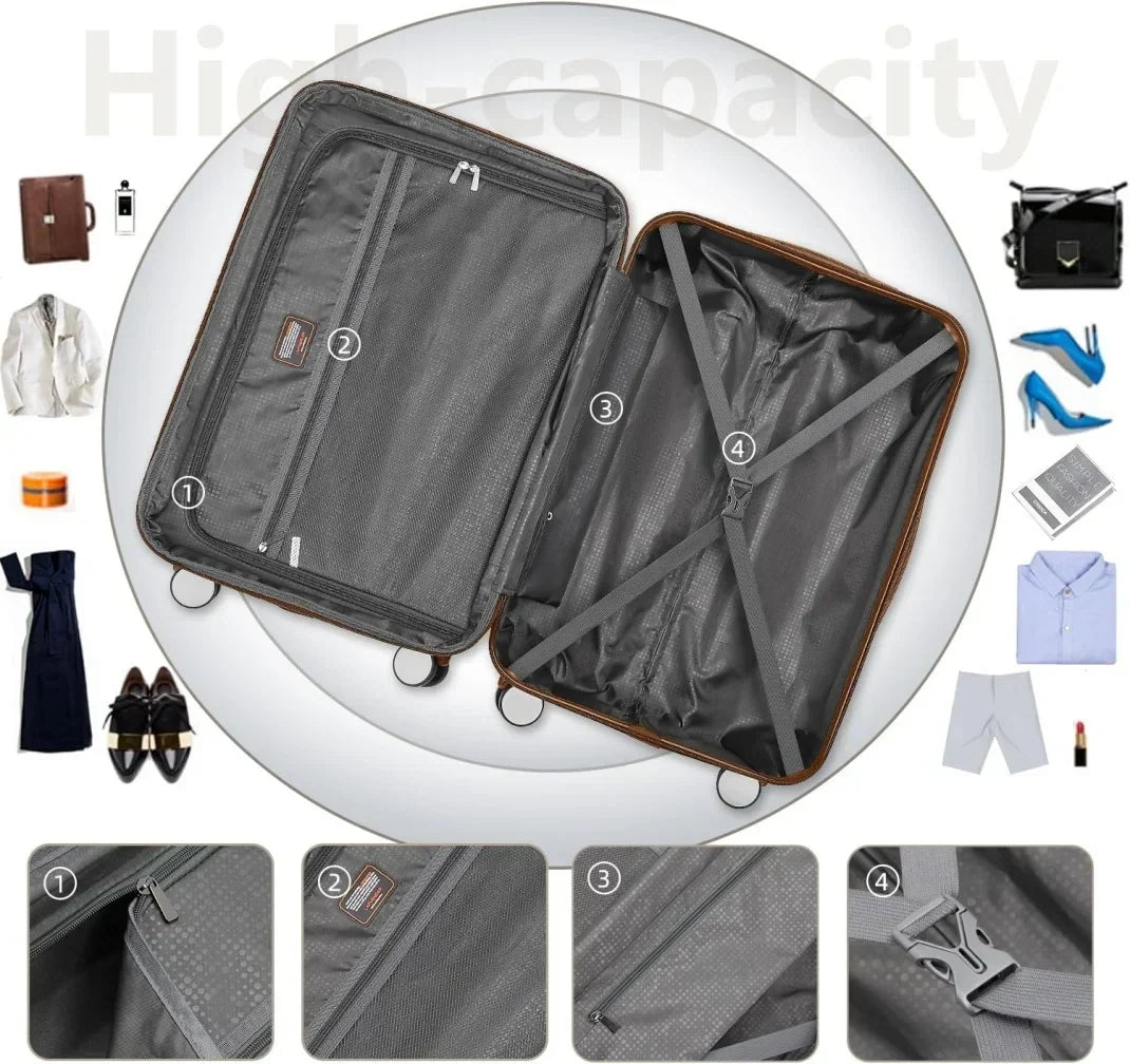 2026 New6-Piece Hardshell Luggage Set with Expandable Spinner Suitcases & TSA Lock, 25% Extra Capacity, Duffel Bag & Toiletry Kit, Cream ABS Suitcases