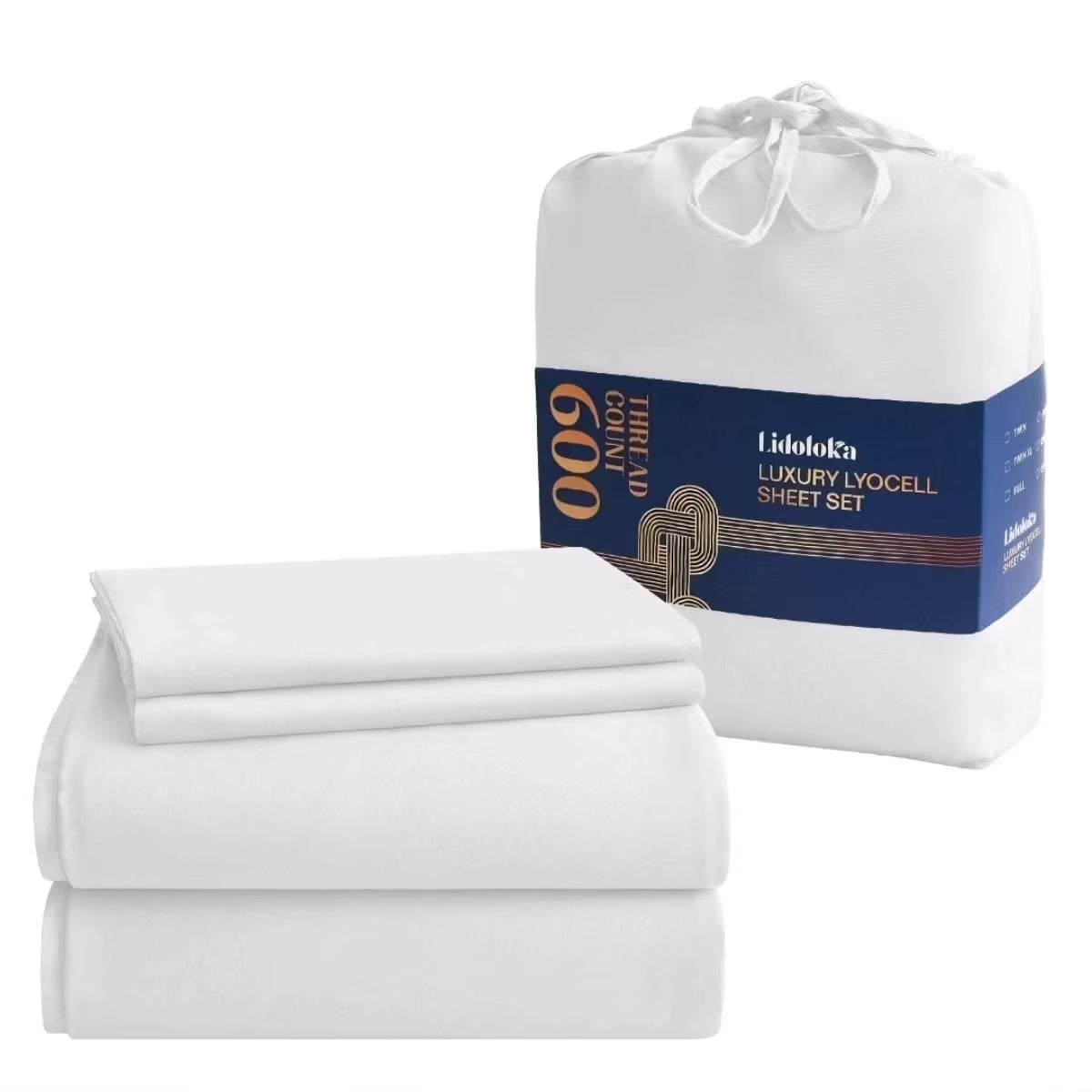 2026 New Lidoloka Luxury Lyocell Bed Sheets Set 4Pcs Queen Size for Adult,Cool&Soft,16" Deep Pocket,White