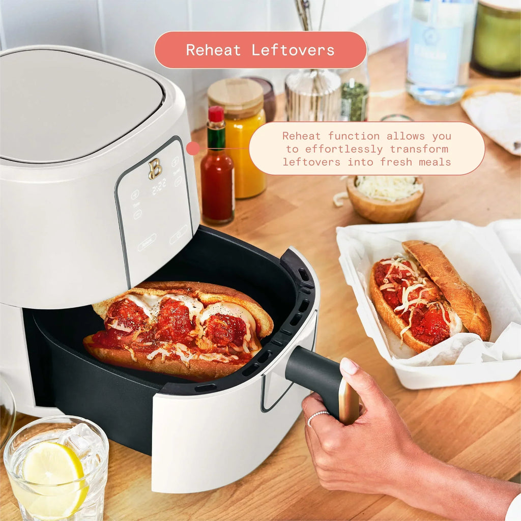 2026 NewBeautiful 3 Qt Air Fryer with TurboCrisp Technology, White Icing by Drew Barrymore