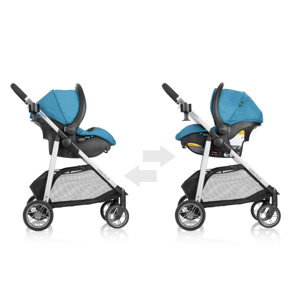 2026 NewEvenflo Omni Plus Modular Travel System with LiteMax Sport Infant Car Seat, Mylar Gray, Unisex