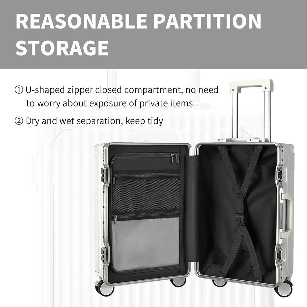 2026 NewCarry-On Luggage with USB Charging Port, Front Compartment, TSA Lock, Airline Approved Carry On Hardside Suitcase with Spinner Wheels (Grey, 20inch)