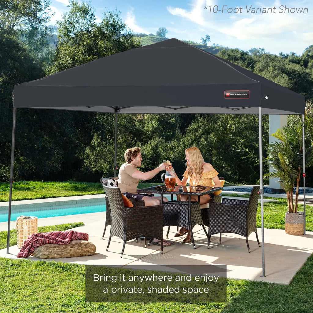 2026 NewBest Choice Products 12x12ft Easy Setup Pop Up Canopy w/ 1-Button Setup, Wheeled Case, 4 Weight Bags - Navy Blue