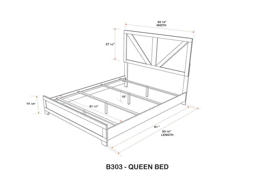 2026 NewKings Brand Furniture Biloxi Farmhouse Classic 5-Piece Bedroom Set - Bed Frame with Headboard, Dresser, Mirror and 2 Nightstands (King)