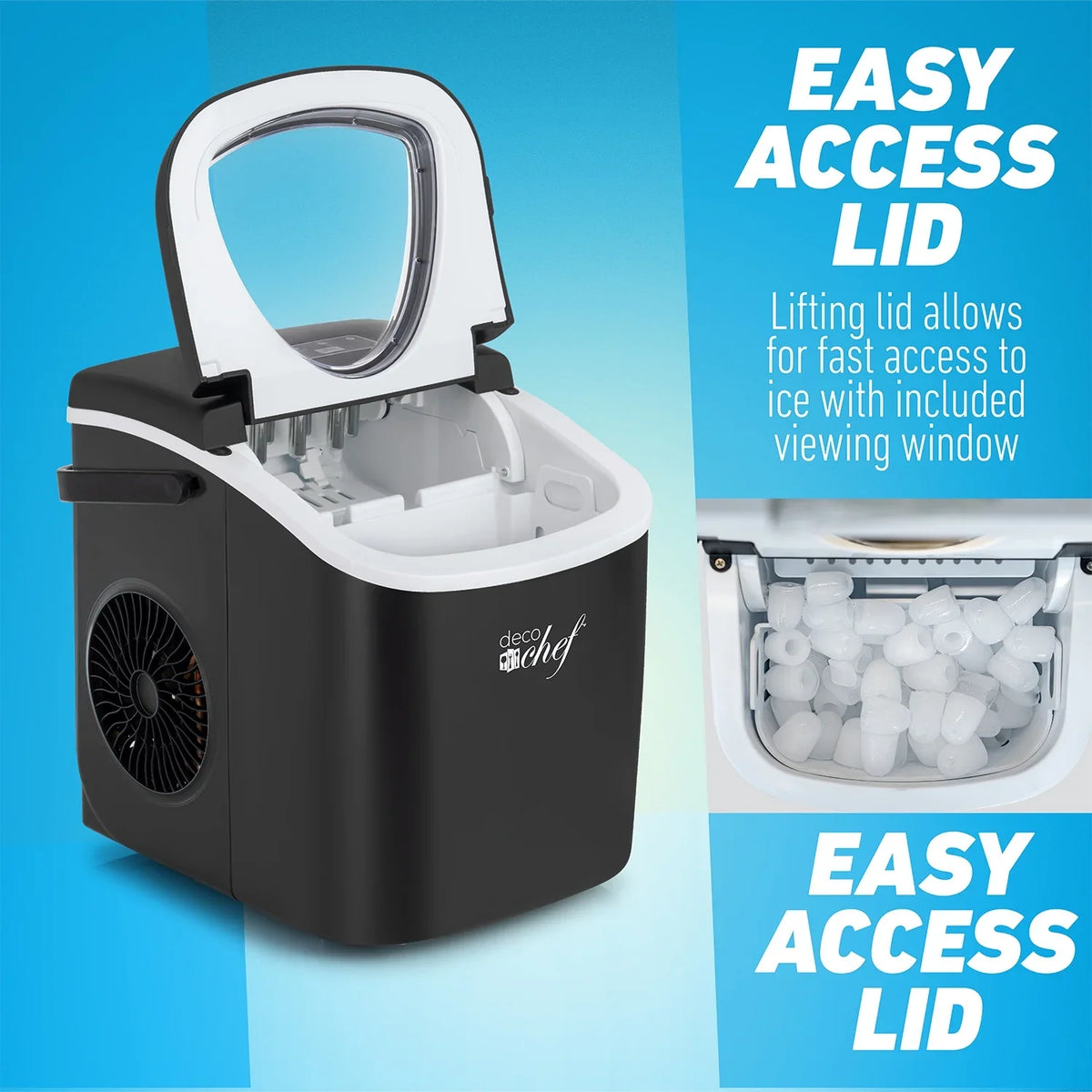 2026 NewDeco Compact Countertop Ice Maker, 26LBs in 24HRs, 9 Bullet Ice Cubes Ready in 6 Minutes, Stainless Steel