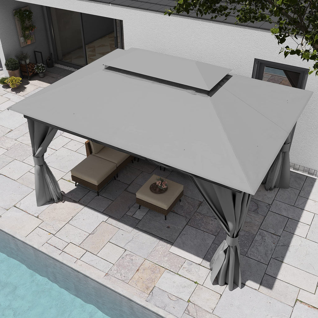 LAUSAINT HOME Outdoor Patio Gazebo 10'x13' with Expansion Bolts