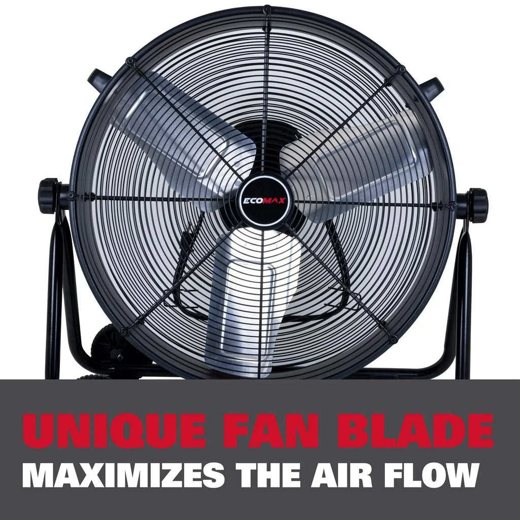 2026 NewEcomax 24 Inch High Velocity Drum Floor Fan. Industrial. 3-Speed. Adjustable Tilt