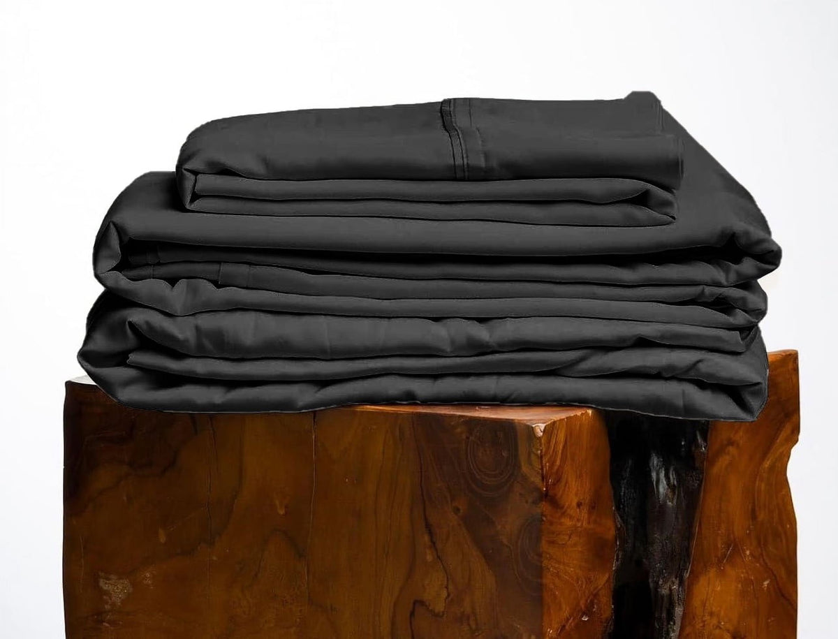 2026 New600 Thread Count, 100% Giza Egyptian Cotton Bedding Set, 4-PC Sheets Set, 15 Inch Deep Pocket of Fitted Sheet, Soft Sateen Weave Breathable - Black, Twin