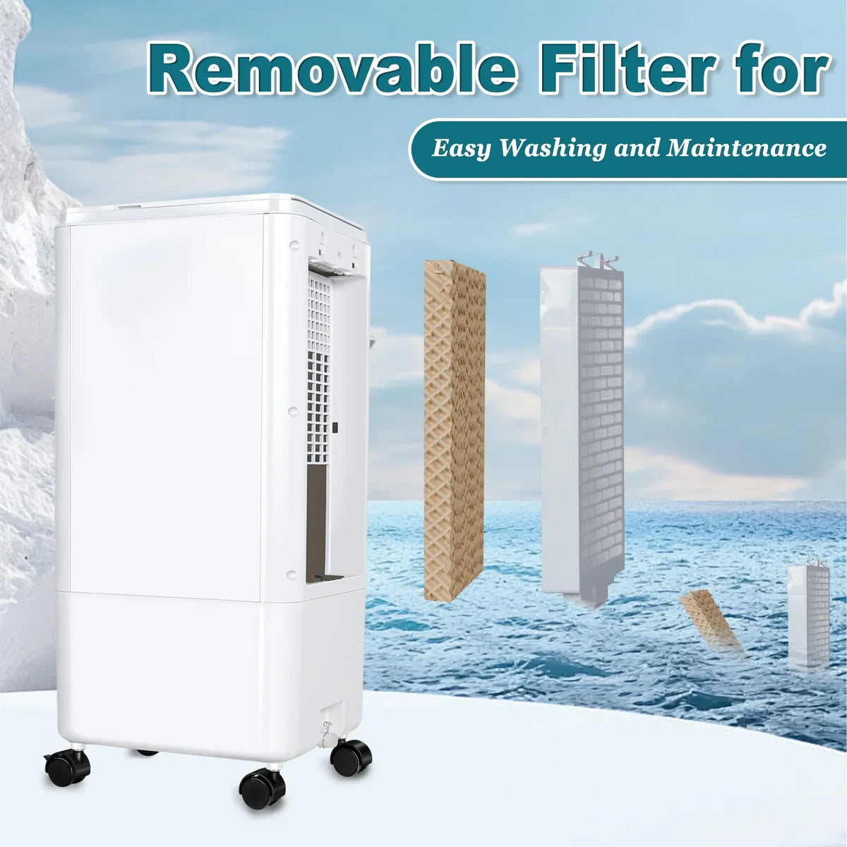 2026 NewCAYNEL Evaporative Air Cooler, Portable Air Conditioners w/7H Timer for Auto-Off,1.85-Gal Tank Windowless Air Conditioner,Swamp Cooler Air Conditioner for Room Bedroom Outdoor Indoor