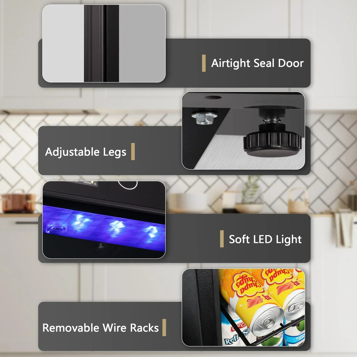 2026 NewAuseo 126 Can Beverage Refrigerator and Cooler with Glass Door for Home/Office/Bar-Black
