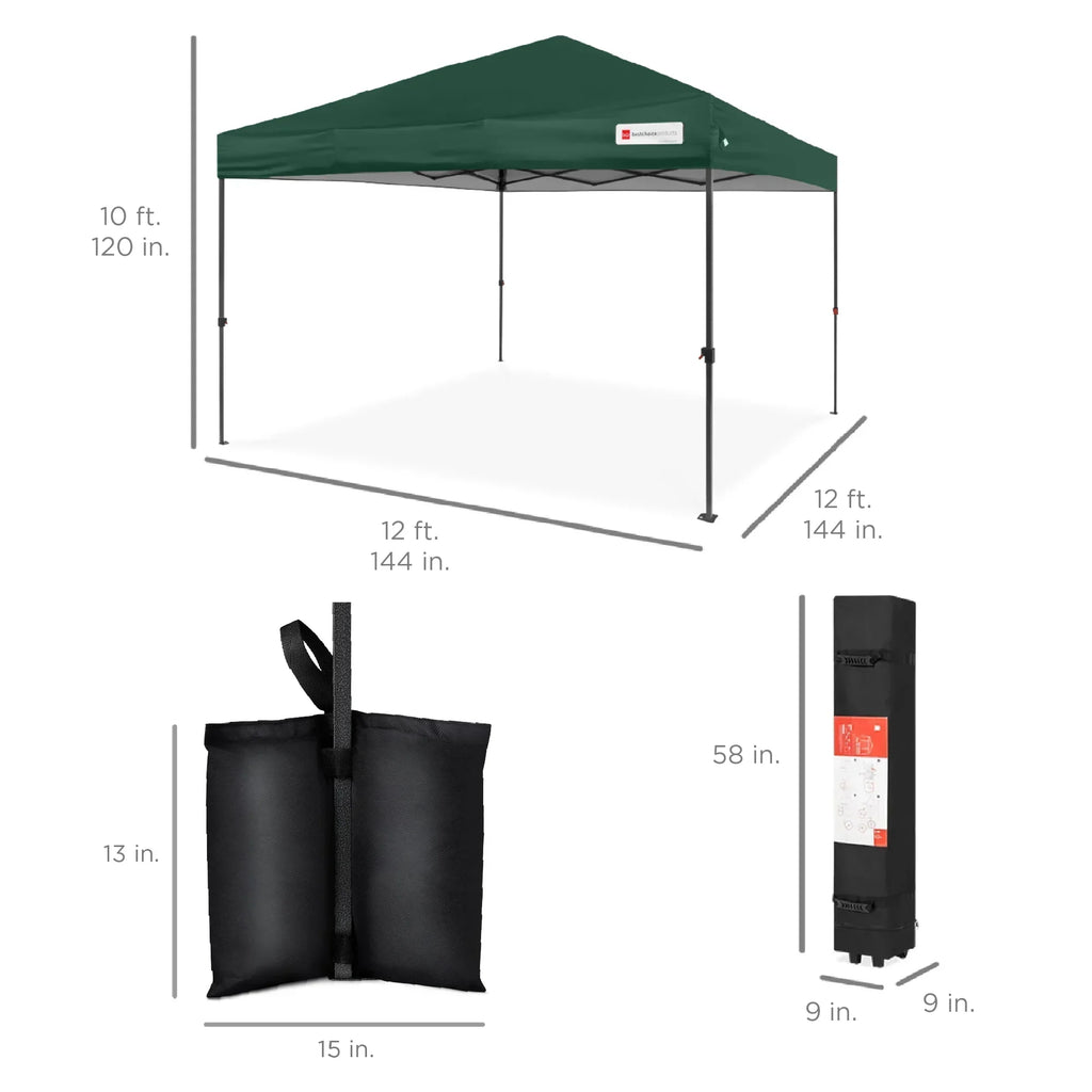 2026 NewBest Choice Products 12x12ft Easy Setup Pop Up Canopy w/ 1-Button Setup, Wheeled Case, 4 Weight Bags - Navy Blue