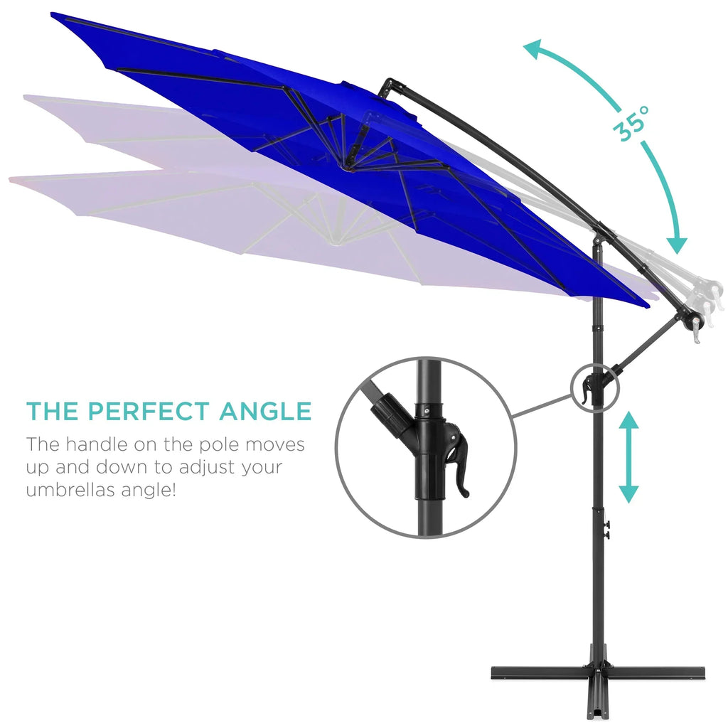2026 NewBest Choice Products 10ft Offset Hanging Outdoor Market Patio Umbrella w/ Easy Tilt Adjustment - Tan