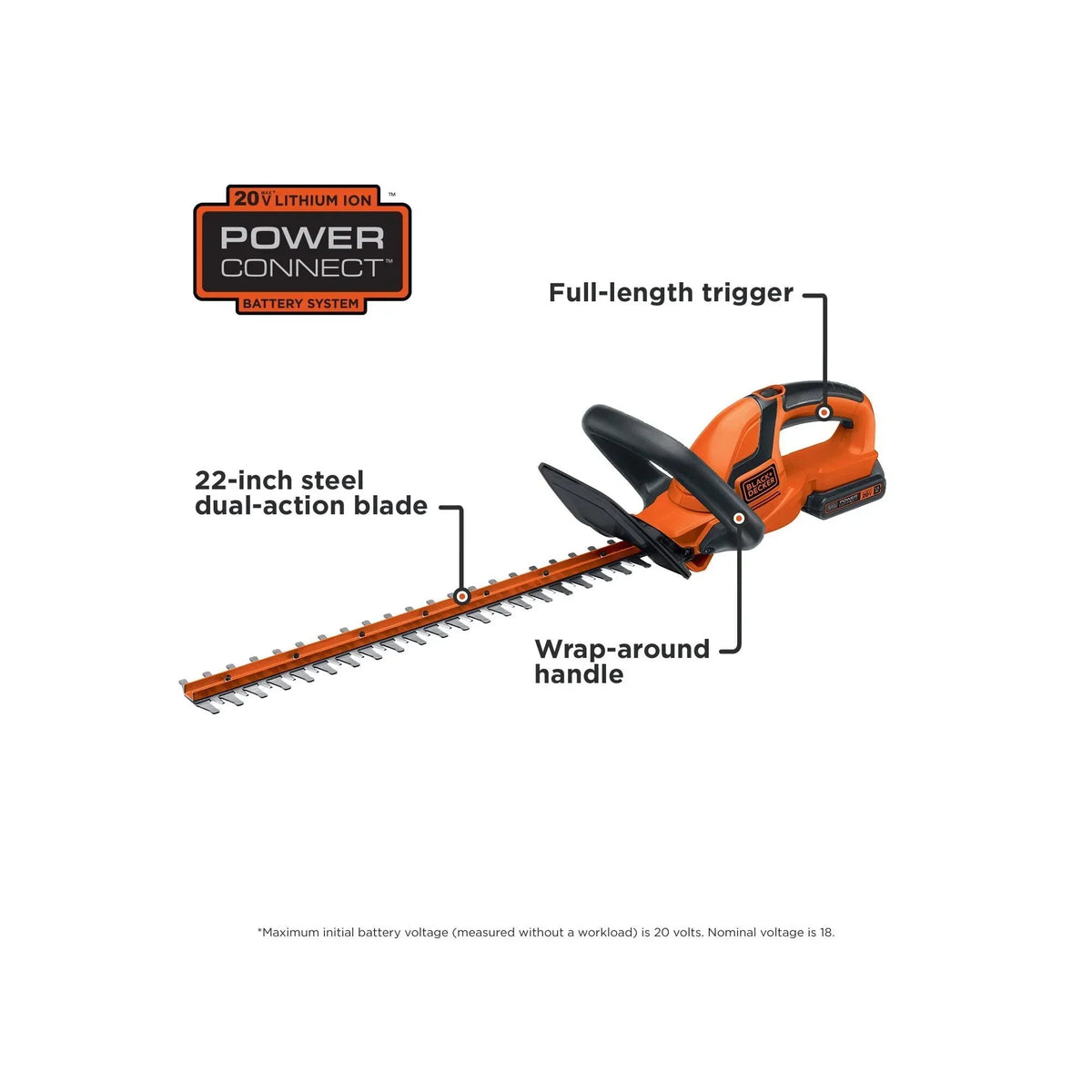 2026 NewBLACK+DECKER LHT2220 20V MAX* Cordless Lithium 22 in. Hedge Trimmer