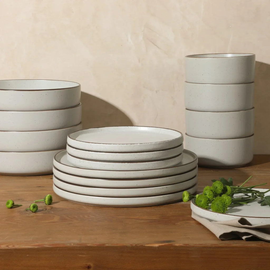 2026 NewGibson Elite Gelston Stoneware Matte Reactive Glaze 16 Piece (Service for 4) Plates and Bowl Dinnerware Set - Grey