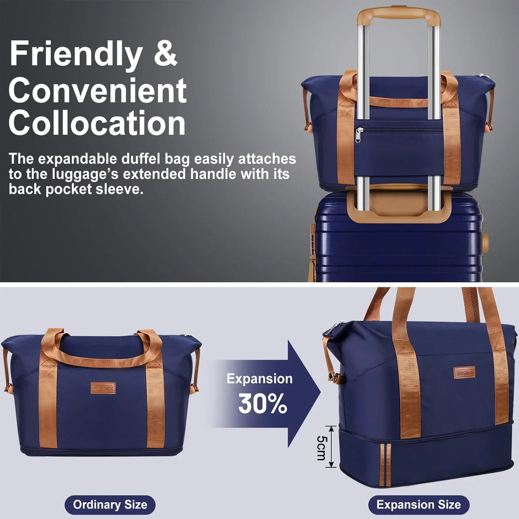2026 New5 Piece Luggage Sets and Travel Duffel Bag, ABS Hardshell Hardside Checked Luggage with TSA Lock and Double Spinner Wheels Suitcase, Deep Blue