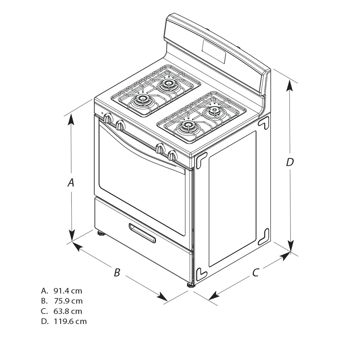 2026 NewBrand New Amana® AGR6303MMW Gas Range with Bake Assist Temps, Dimensions 46" H x 30" W x 28" D, Weight 136lbs