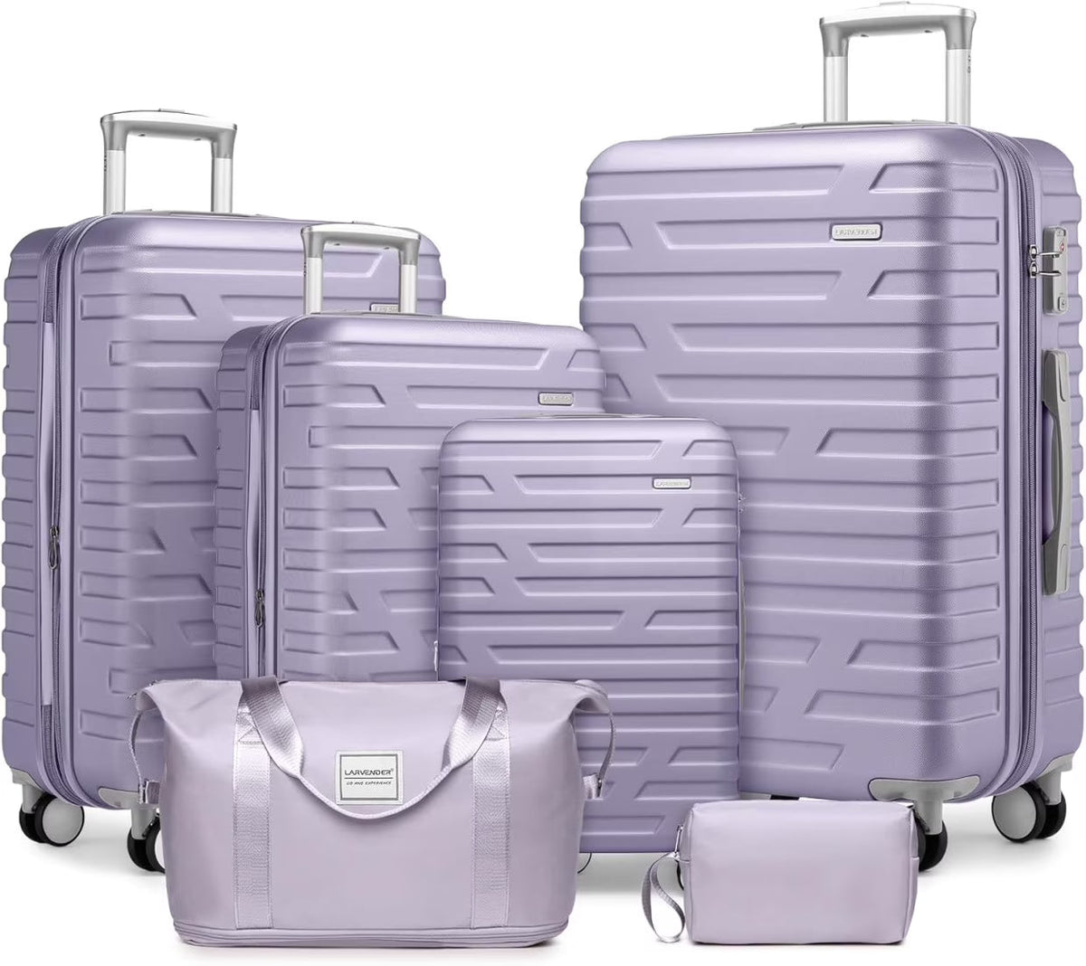 2026 New6-Piece Hardshell Luggage Set with Expandable Spinner Suitcases & TSA Lock, 25% Extra Capacity, Duffel Bag & Toiletry Kit, Cream ABS Suitcases