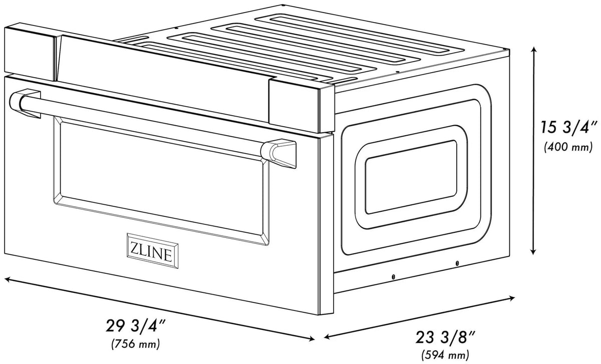 2026 NewZLINE Autograph Edition 30" 1.2 cu. ft. Built-In Microwave Drawer in Stainless Steel with Gold Accents