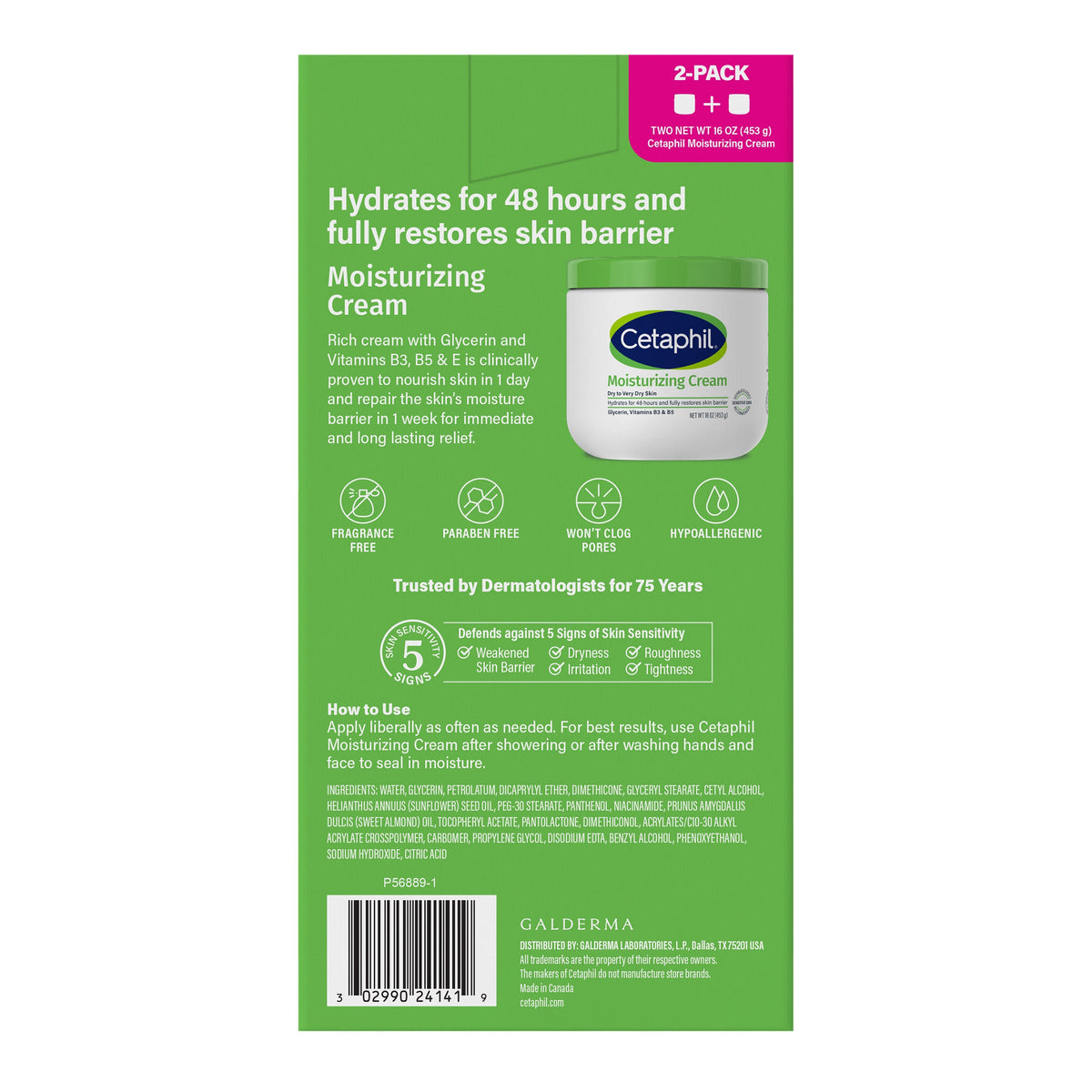 2026 NewCetaphil Moisturizing Cream Ultimate with Prebiotic Aloe, Very Dry to Dry Sensitive Skin, 20 oz + 16 oz, 2-pack