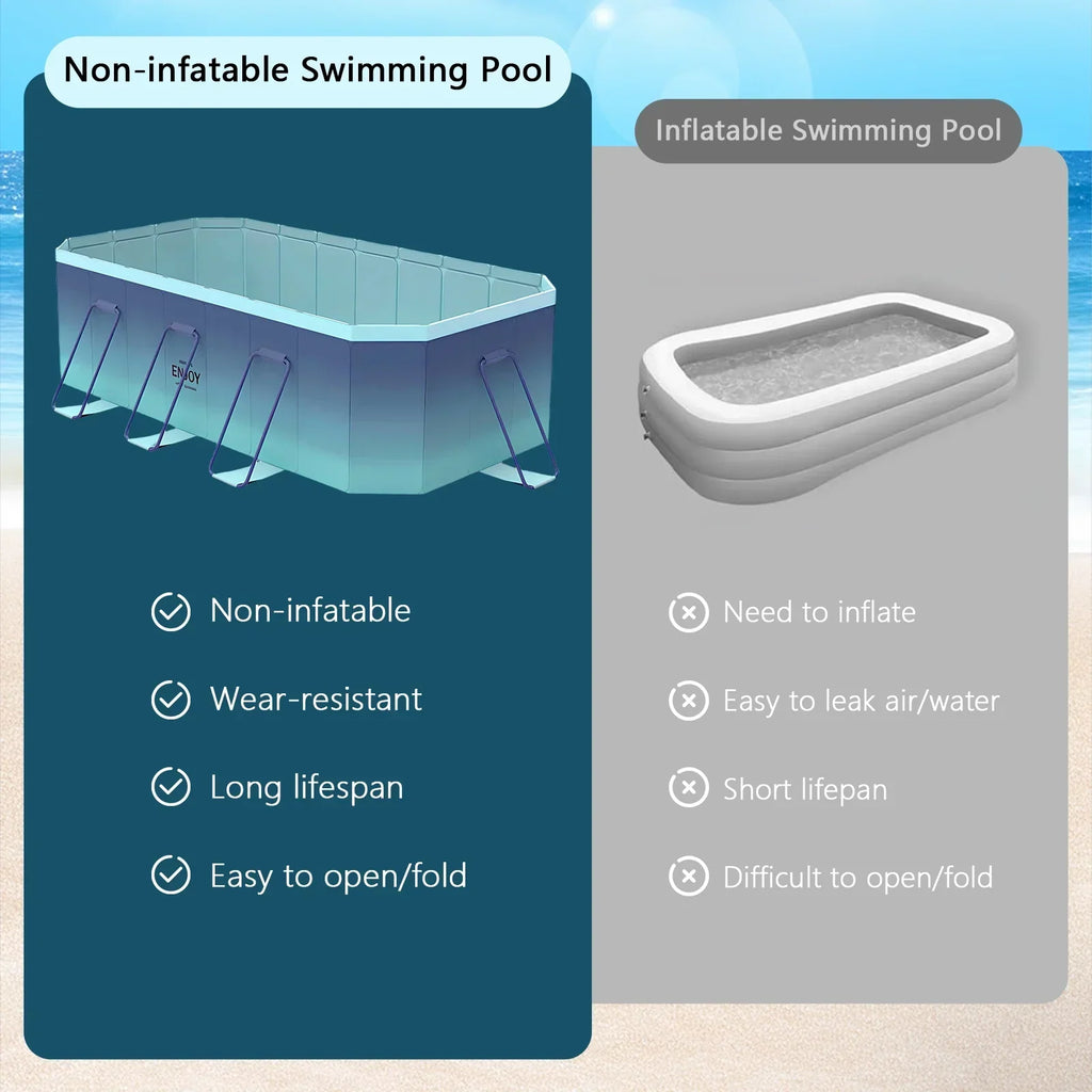2026 NewFoldable Swimming Pool, Large Non-Inflatable Outdoor Pools for Kids Adults Above Ground Pools, 116in