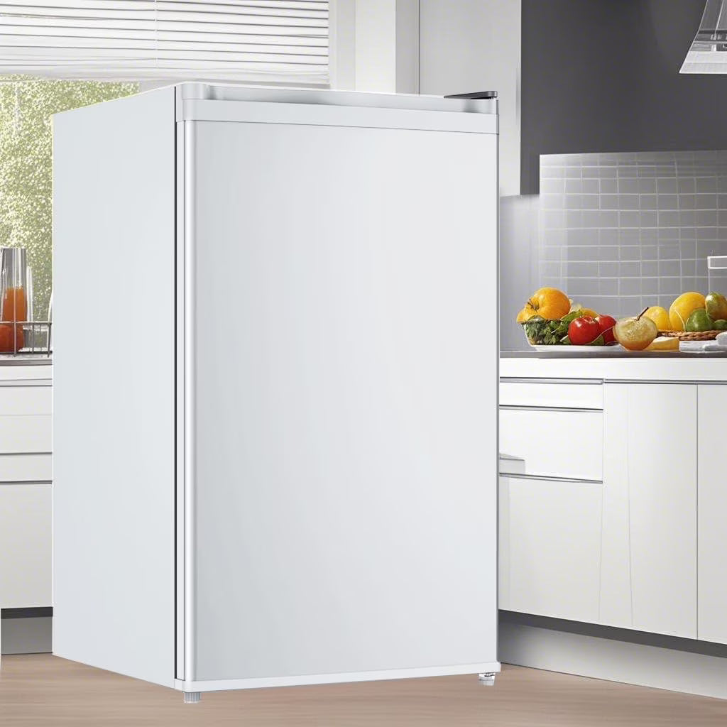 2026 NewSoonbuy Compact Mini Fridge with Freezer, 4.3 Cu.Ft Single Door Refrigerator with Adjustable Temperature, Removable Shelves & Crisper Drawer, Energy Efficient Small Fridge for Bedroom, Office, Dorm, R