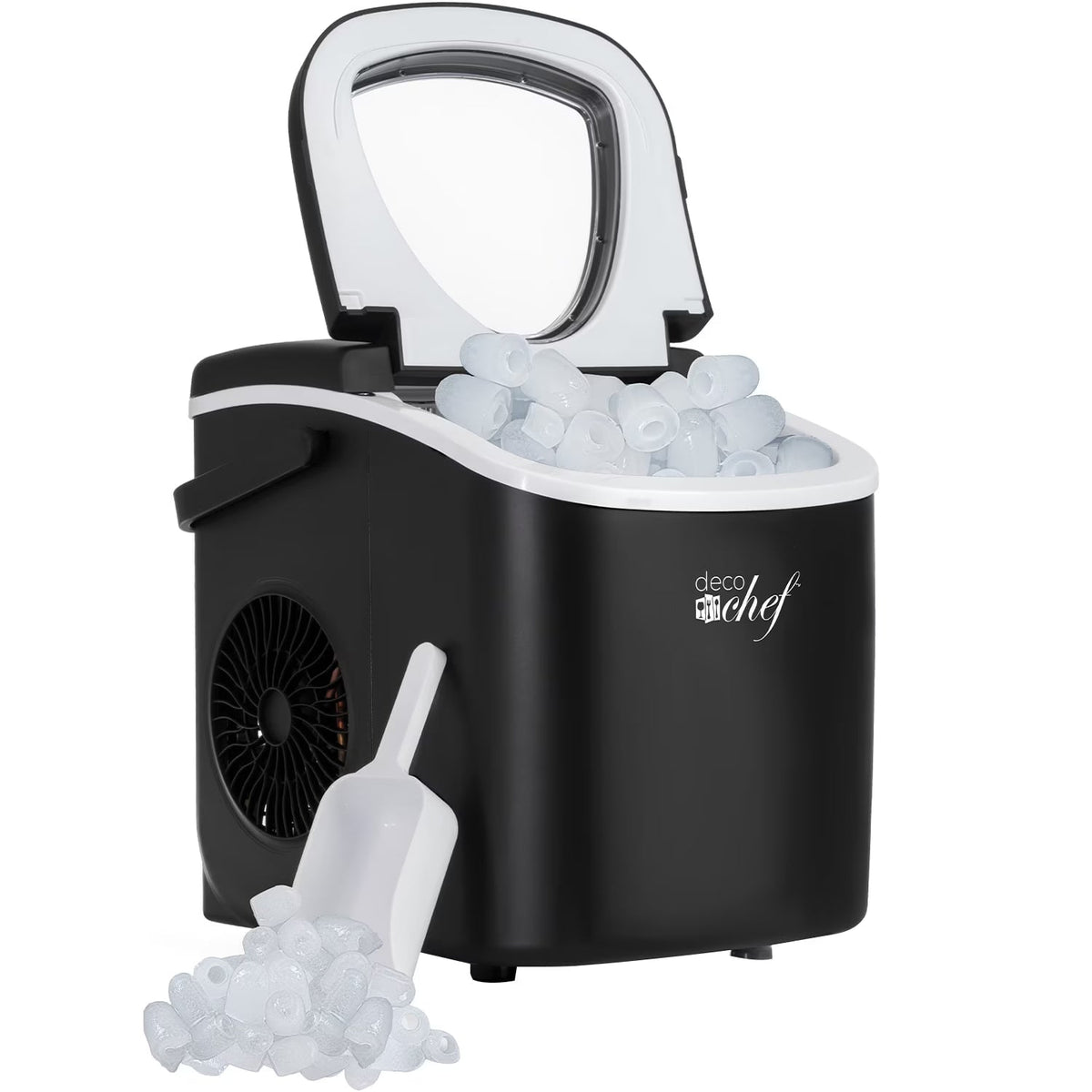 2026 NewDeco Compact Countertop Ice Maker, 26LBs in 24HRs, 9 Bullet Ice Cubes Ready in 6 Minutes, Stainless Steel