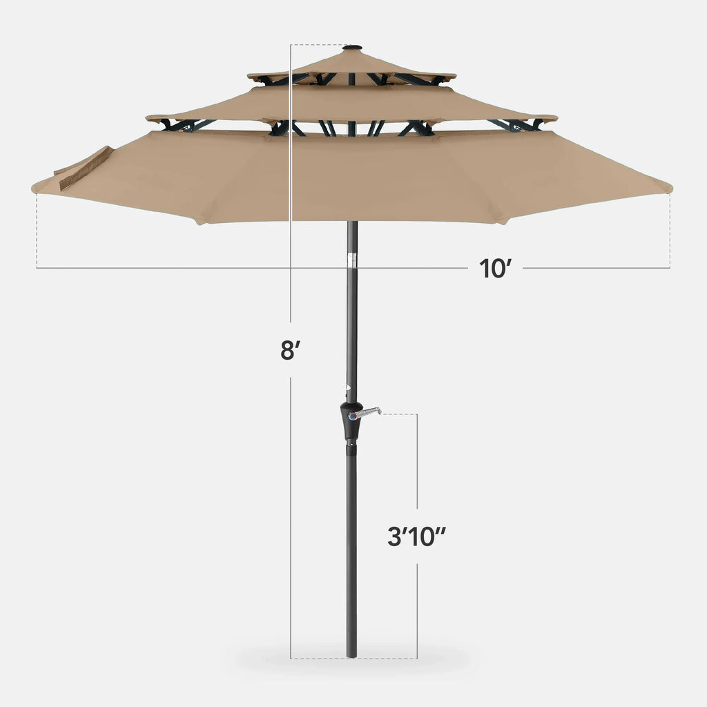 2026 NewBest Choice Products 10ft 3-Tier Patio Umbrella, Market Sun Shade w/ Tilt Adjustment, Easy Crank - Red