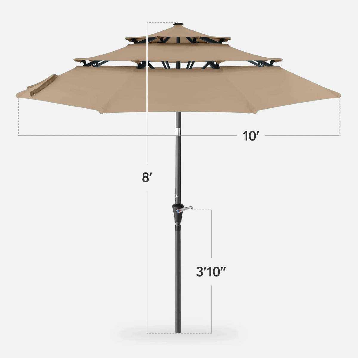 2026 NewBest Choice Products 10ft 3-Tier Patio Umbrella, Market Sun Shade w/ Tilt Adjustment, Easy Crank - Red