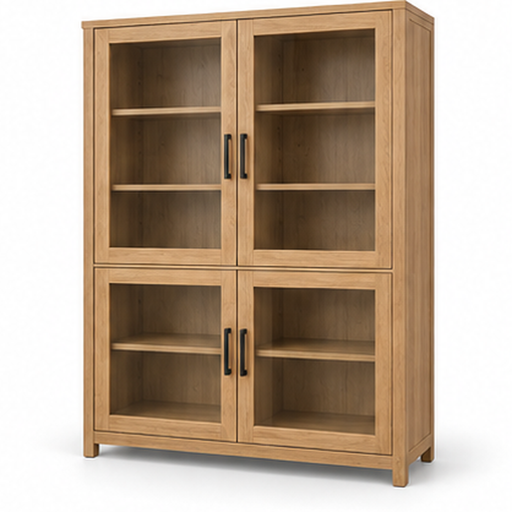 Christopher Knight Home Natural Wood 37.5 in. H Storage Cabinet with 4 Glass Doors