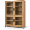 Christopher Knight Home Natural Wood 37.5 in. H Storage Cabinet with 4 Glass Doors