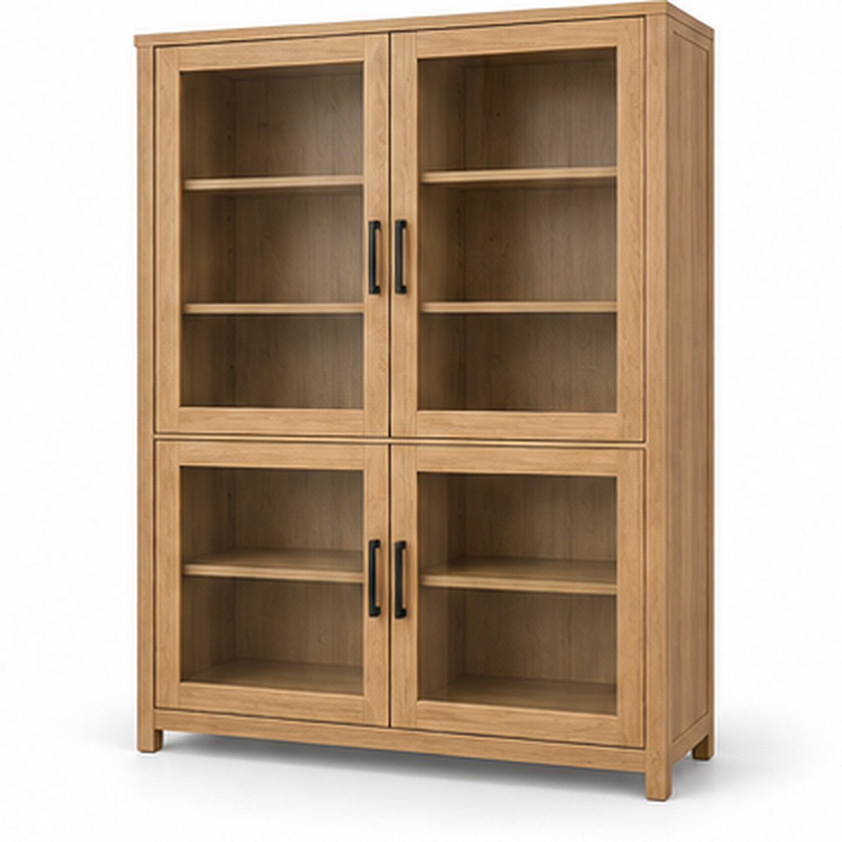 Christopher Knight Home Natural Wood 37.5 in. H Storage Cabinet with 4 Glass Doors