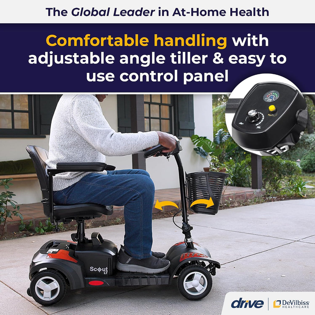 Drive Medical Scout Compact Travel Power Scooter, 4 Wheel Design