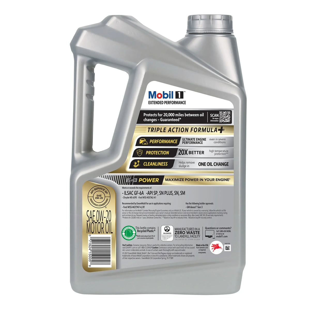 2026 NewMobil 1 Extended Performance Full Synthetic Motor Oil 0W-20, 5 Quart (Pack of 3)