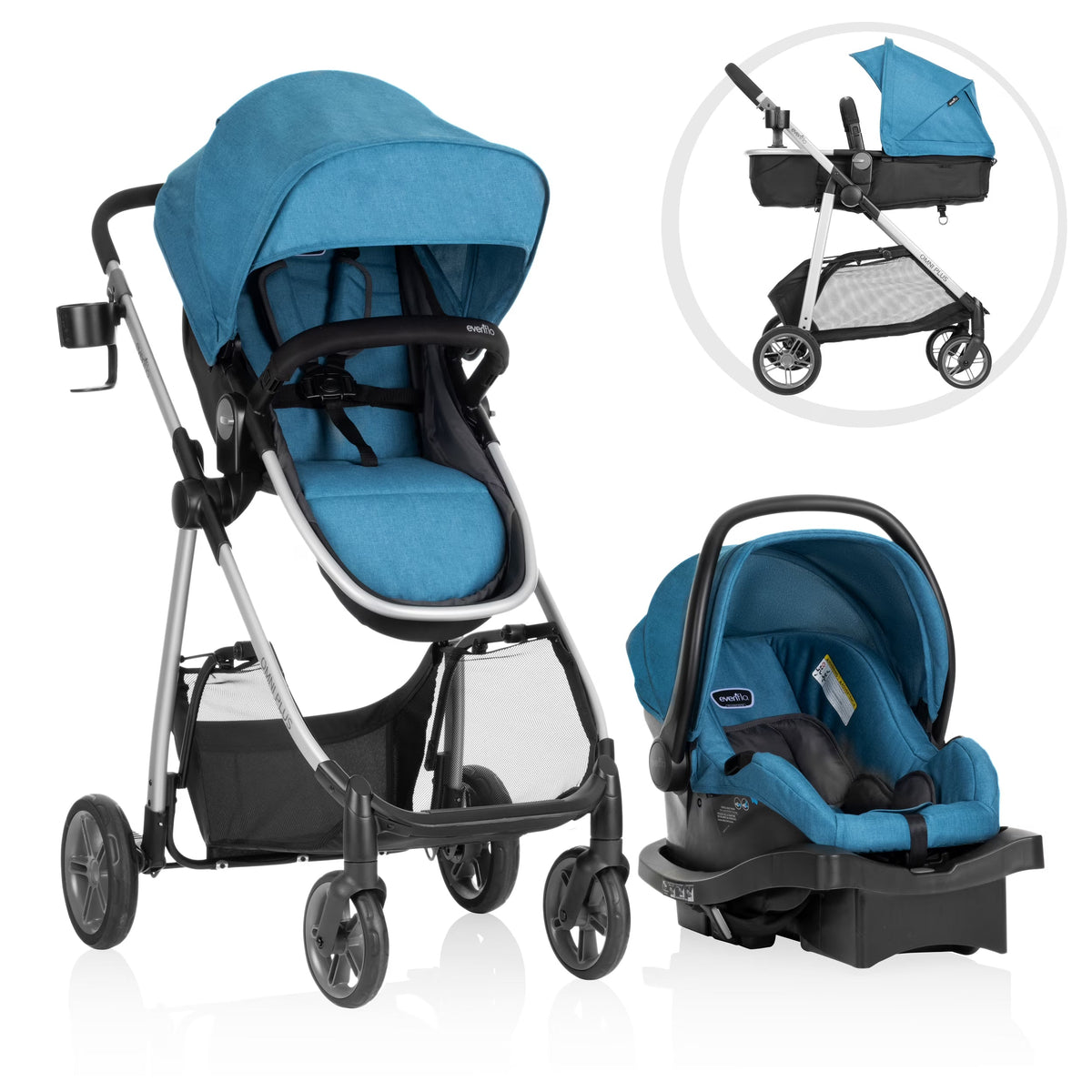 2026 NewEvenflo Omni Plus Modular Travel System with LiteMax Sport Infant Car Seat, Mylar Gray, Unisex